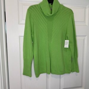 New With Tags Jillian Nicole Green Turtleneck Cable Sweater Long Sleeve Size PXL